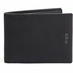 TUMI Mens Wallet Black Pebbled Leather Slim Billfold Bifold